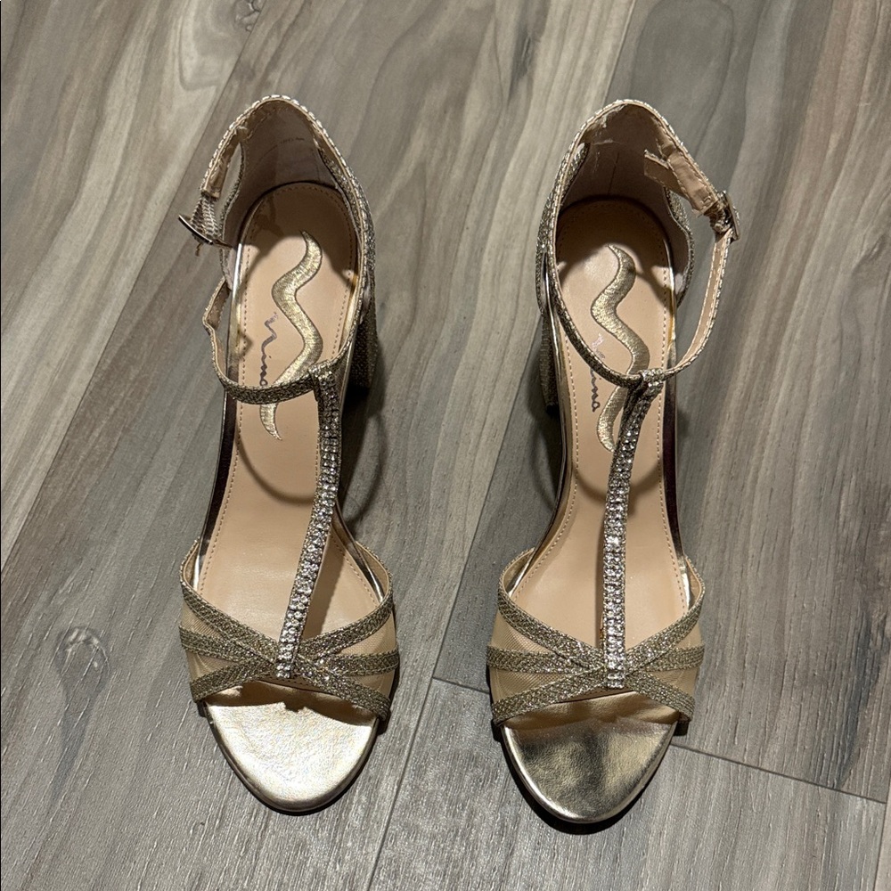 Nina Gold Strappy Heels